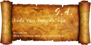 Iványi Ambrózia névjegykártya